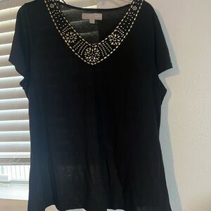Carolyn Taylor Black Top with Gold Accents